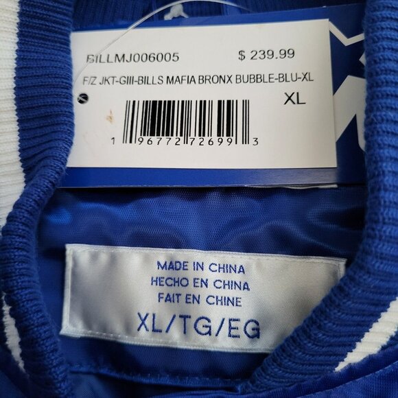 Starter  Buffalo Bills Mafia Bronx Bubble Blue Button Down Jacket Mens XL - Picture 6 of 8